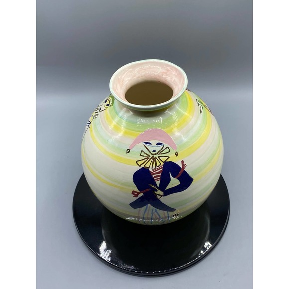 Harlequin Clown Court Jester Hand Painted Ceramic Vase 1970s Ceramic Decor - Picture 7 of 9